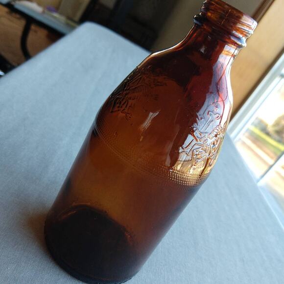 VTG 1960s Anheuser Busch amber brown glass empty bottle Eagle A embossed 6.5"H - Picture 3 of 14